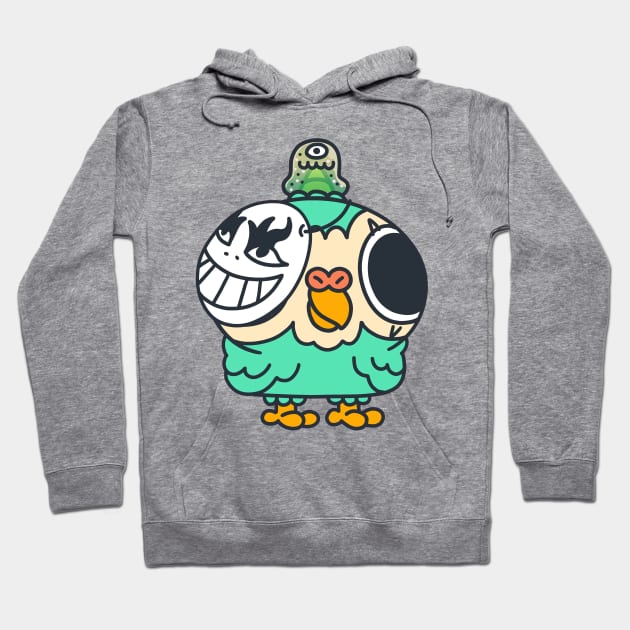 Masked green bird Hoodie by Bird Character Design